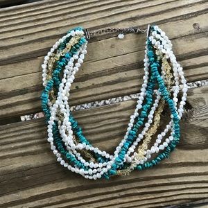 Turquoise, pearl, light amber necklace